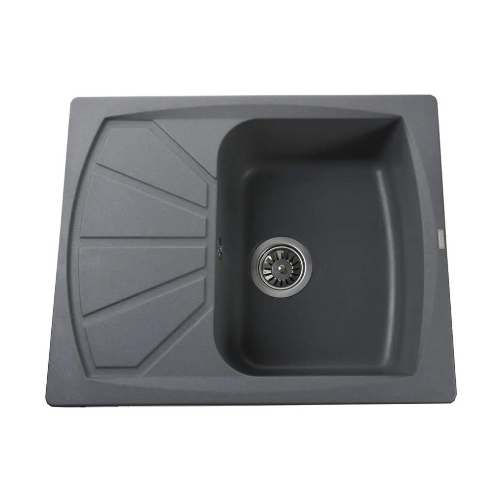 Гранітна мийка Globus Lux TANA 610х500-А0003, сірий металік- Фото 1